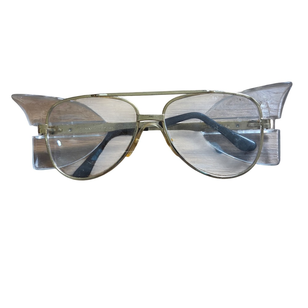 Vintage Bouton 2200 Z87 Gold Aviator Safety Glasses with Side Shields Taiwan
